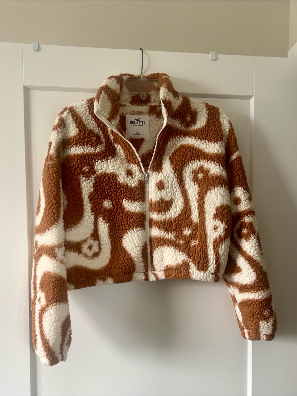 Hollister Brown & Cream Sherpa Zip Jacket